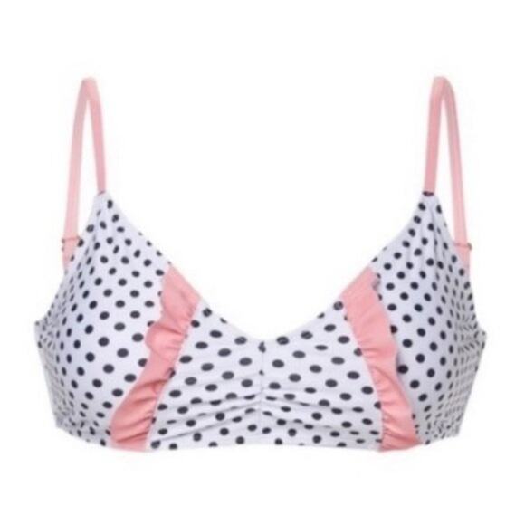 NWT Juicy Couture Polka Dot Ruffle Bikini Top Size S - Picture 1 of 10